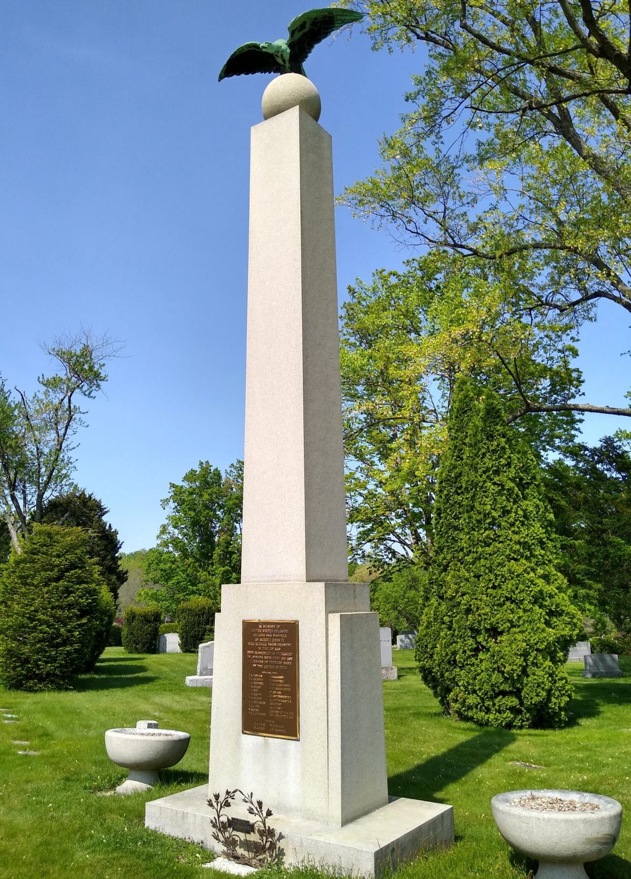 Dedicated in May 1923, a memorial to U.S. troops stands at Rose Hill Burial Park in Fairlawn.