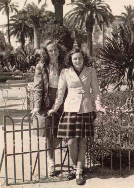 Jacqueline Goldman (left) poses with her younger sister, Micheline, in this 1940 photo. The girls fled their home in Paris after their father was deported to a concentration camp, and spent several years hiding out in a convent in southern France.