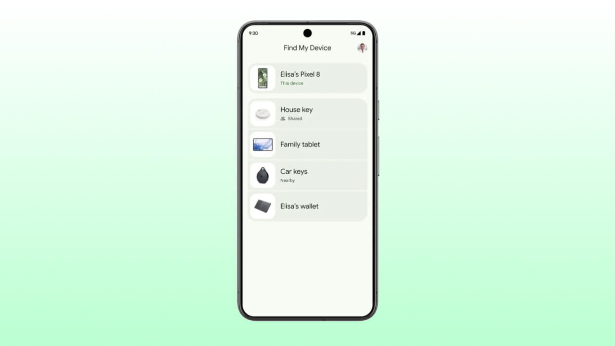  A render of Find My device against a gradient background. 