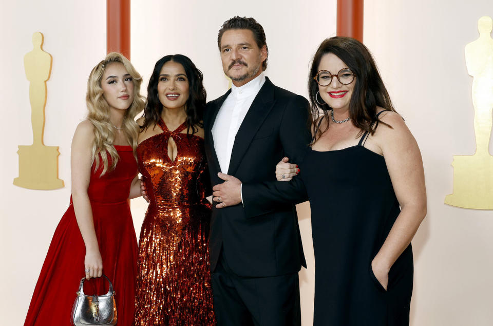 Valentina Paloma Pinault, Salma Hayek, Pedro Pascal and Javiera Balmaceda. (Mike Coppola / Getty Images)