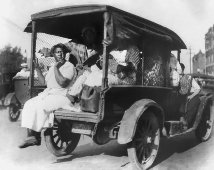 Rear View of Truck carrying African Americans during Riot, Tulsa, Oklahoma, USA, Alvin C. Krupnick Co., 1921. (Photo by: Universal HIstory Archive/Universal Images Group via Getty Images)