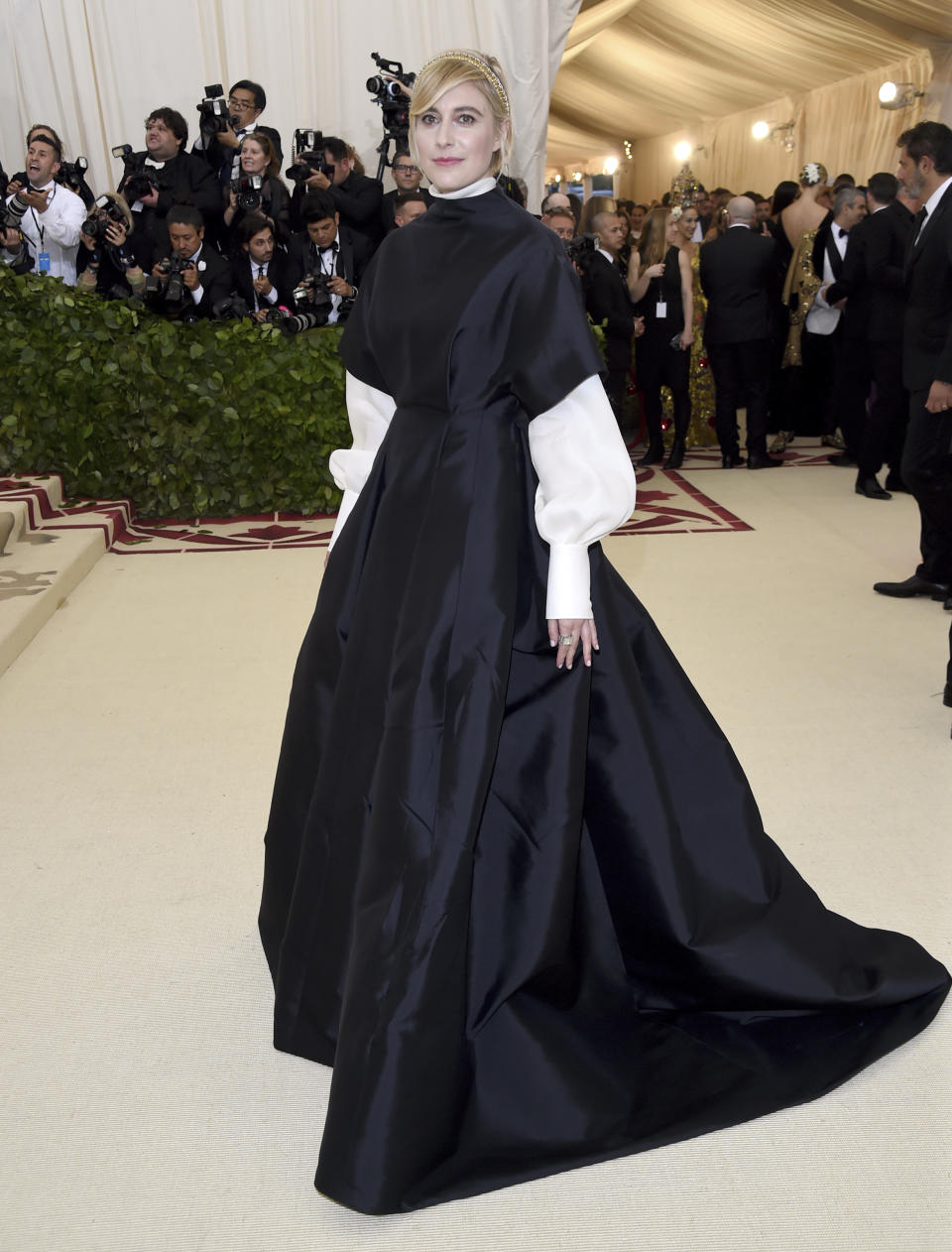 Greta Gerwig attends The Metropolitan Museum of Art’s Costume Institute benefit gala celebrating the opening of the Heavenly Bodies: Fashion and the Catholic Imagination exhibition in 2018. (Photo: Evan Agostini/Invision/AP, Getty Images)