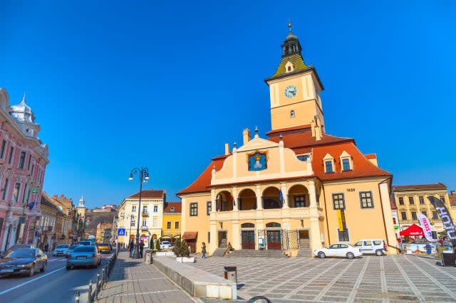 Council Square or Piata Sfatului in downtown of Brasov, Romania