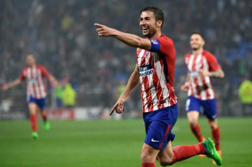 Veteran midfielder Gabi got Atletico's third goal against Marseille in Lyon