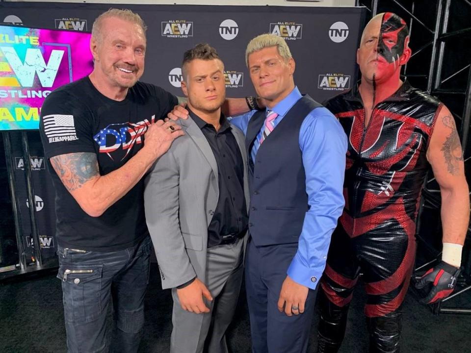 Diamond Dallas Page, from left, with All Elite Wrestling's MJF, Cody Rhodes and Dustin Rhodes