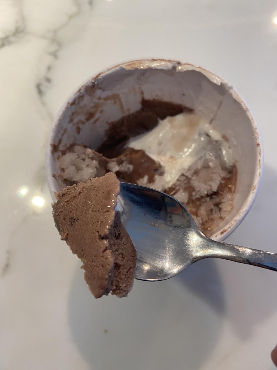 This picture shows a pint that's already half gone, so the elements of the ice cream are running together, but the whipped cream looks like marshmallow
