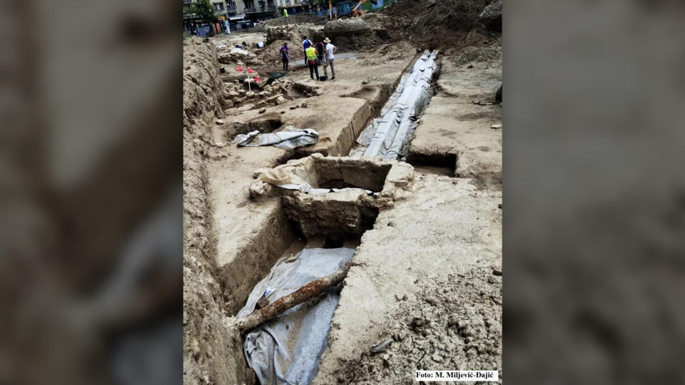 About 200 feet of lead pipe from the aqueduct have been unearthed. Archaeologists think it was built in the second century A.D.