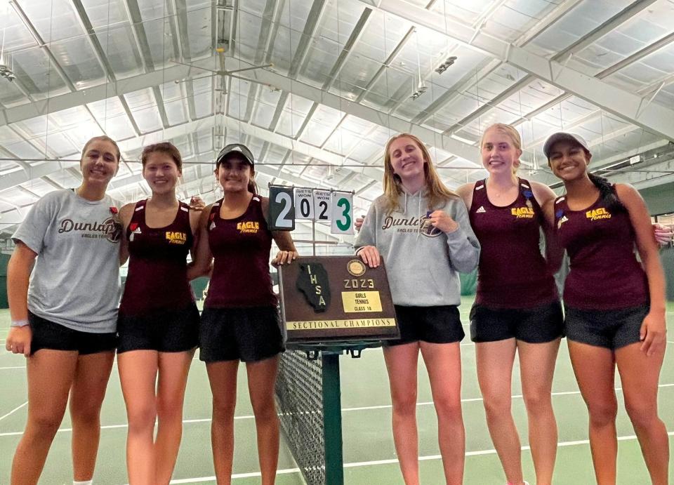 Dunlap High School swept to a Galesburg Sectional championship and qualified two singles players and two doubles tandems for the IHSA State Tennis Finals on Saturday, Oct. 14, 2023.