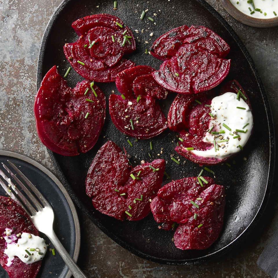 Crispy Smashed Beets with Goat Cheese