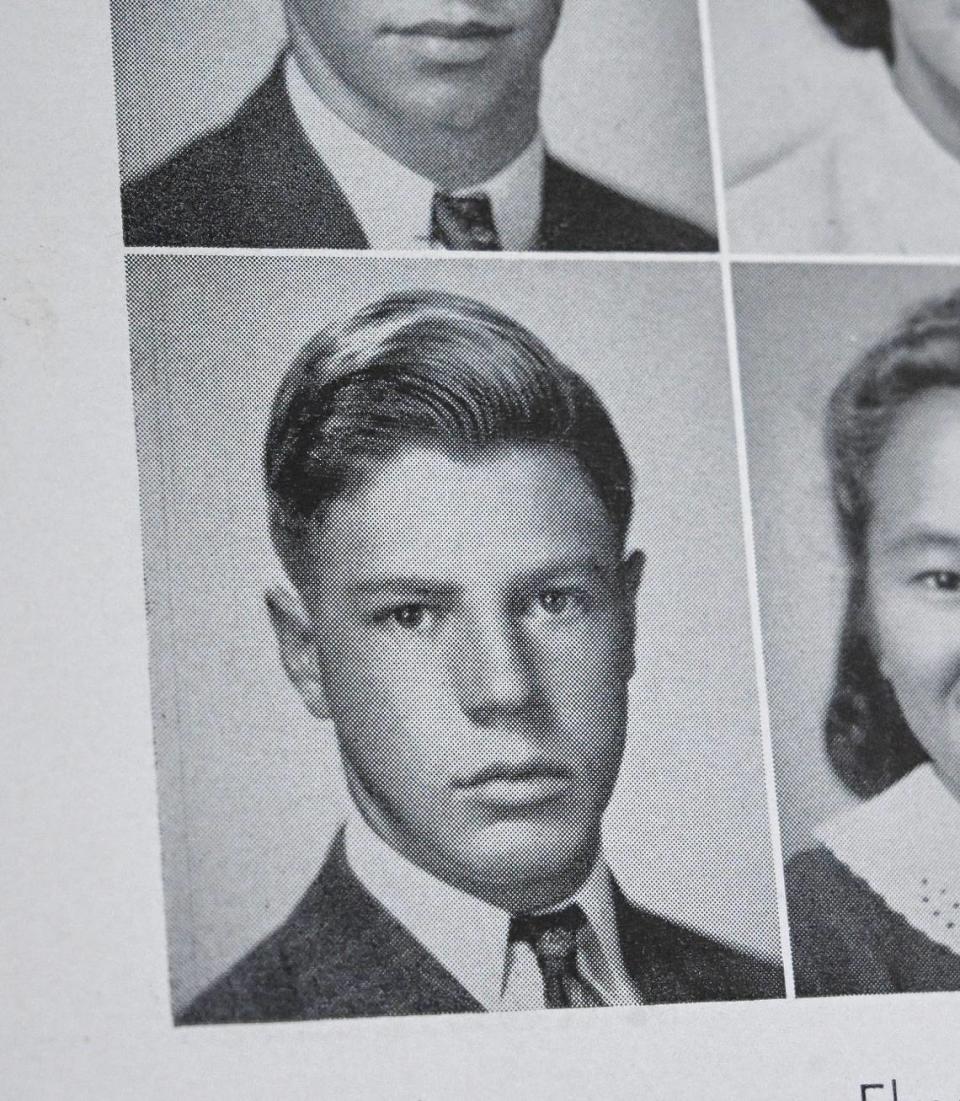 A Sanger High School yearbook photo shows Eric Cummings before he was tragically killed in a shooting accident in 1941. His nephew Barry Cummings had Eric’s remains exhumed and will be transporting him to a family cemetery in Everton, Missouri.