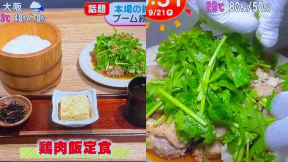 日本人做的台灣雞肉飯，不僅肉與飯分開還加上了香菜。（圖／翻攝自 X@まくん 棕色是正義）