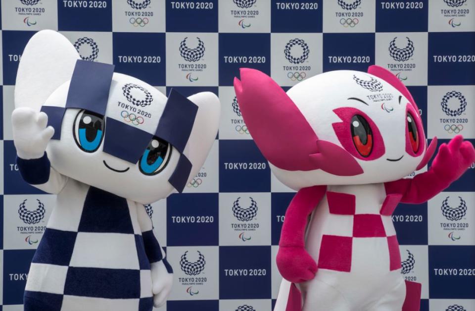 The mascots for the Tokyo Olympics and Paralympics, Miraitowa (l) and Someity. (PA)
