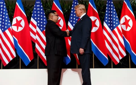 Donald Trump and Kim Jong-un plan to meet soon for a second summit - Credit: Evan Vucci/AP