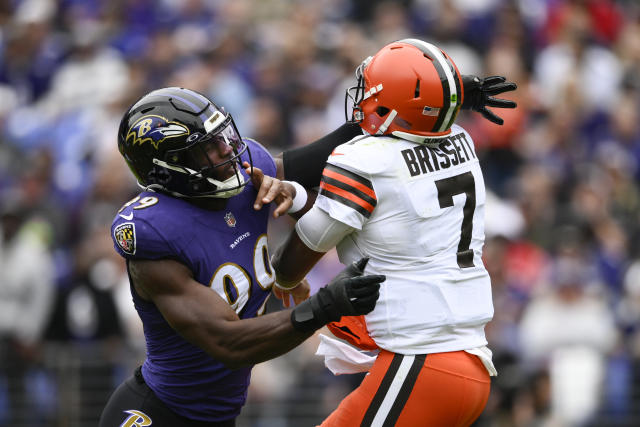 Jacoby Brissett Cleveland Browns Game-Used #7 White Jersey vs. Baltimore  Ravens on October 23 2022