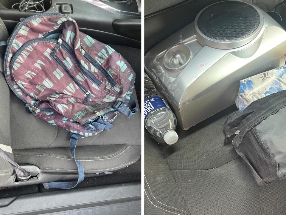 A Backpack and speaker was discovered in Newkirk's vehicle. (Roger Turpin)