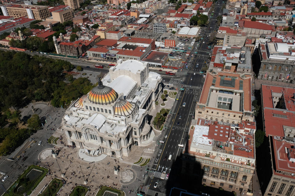 The city skyline observed from Latin American Tower or Torre Latinoamericana skyscraper in the historic city center on January 3, 2023 in Mexico City, Mexico. (Photo by Kaveh Kazemi/Getty Images