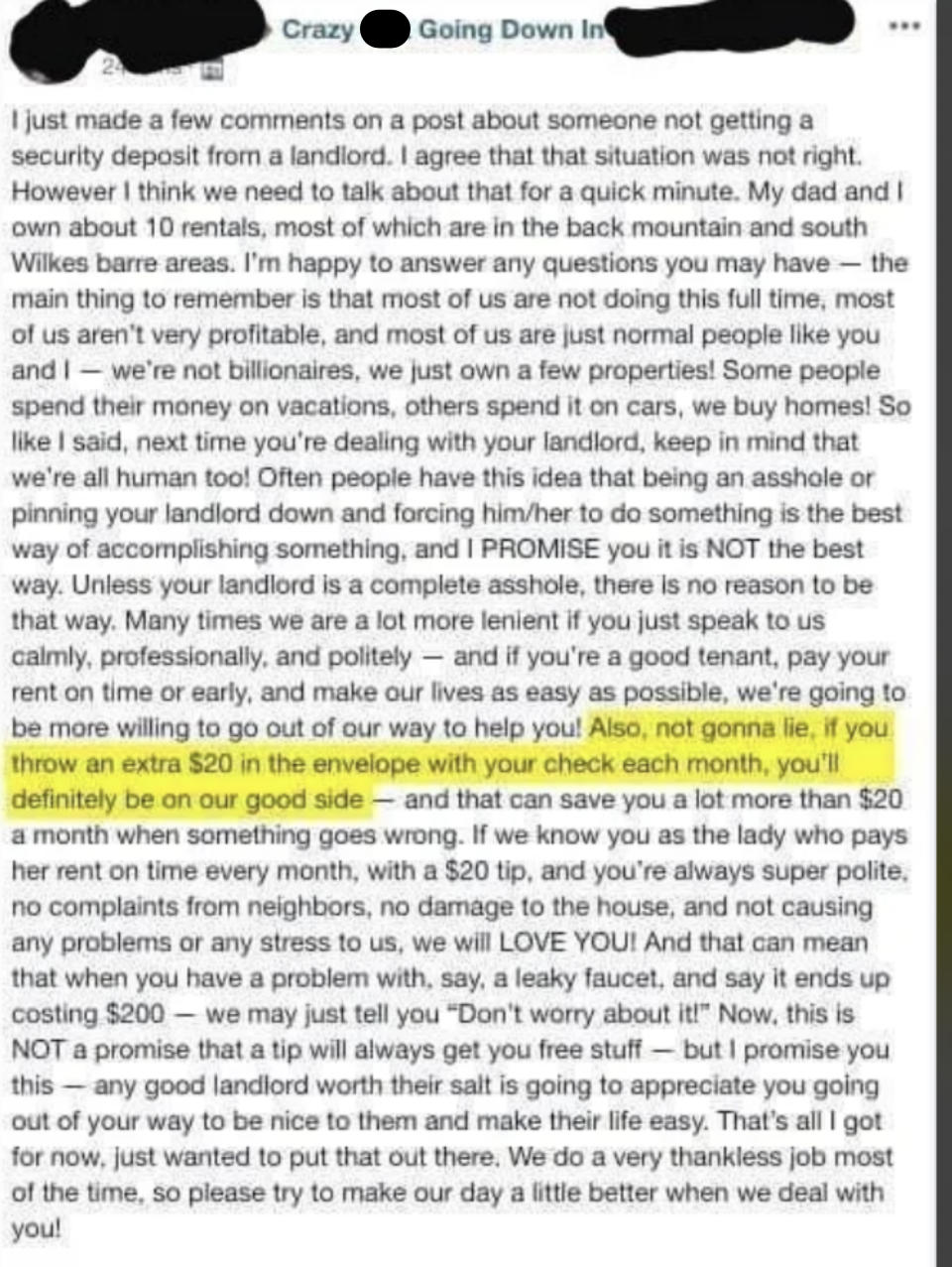 Summarized text: A person expresses frustration about their landlord's policies and emphasizes the importance of being proactive in understanding and asserting tenant rights