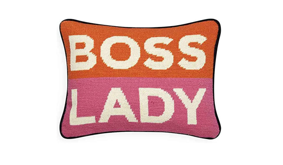 Orange and pink pillow that has 