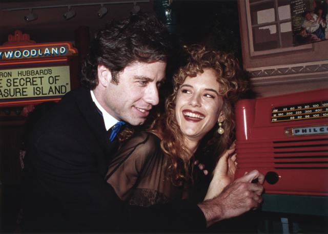John Travolta and wife Kelly Preston at the opening of the Church of Scientology Museum in Los Angeles in 1991. (Getty Images)