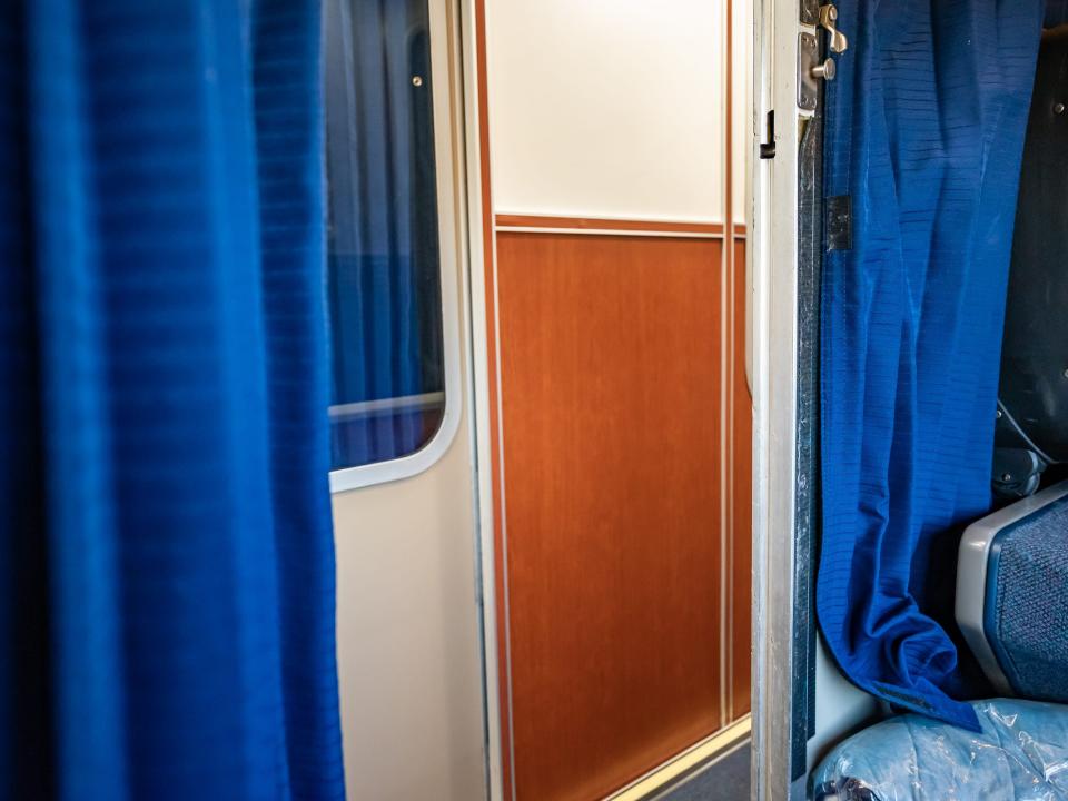 door to a roomette on an amtrak train