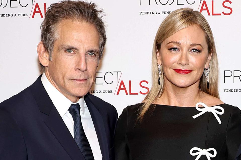 <p>Jamie McCarthy/Getty</p> Ben Stiller and Christine Taylor attend the 25th anniversary of Project ALS in NYC.