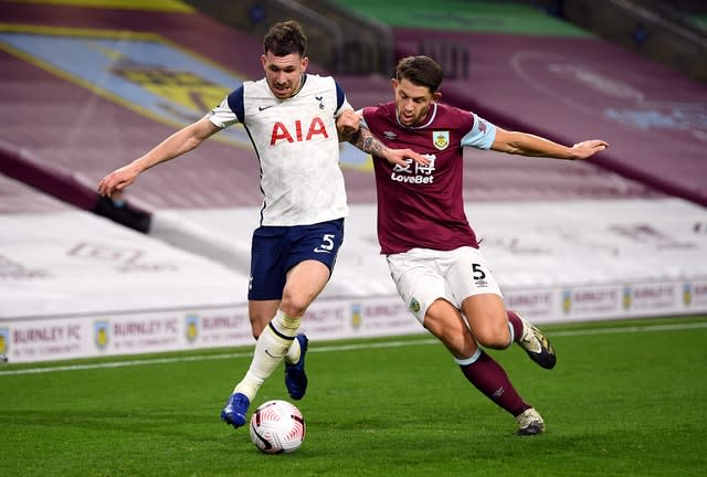 James Tarkowski, right, believes Burnley have reasons to remain positive despite defeat to Spurs (Michael Regan/PA)