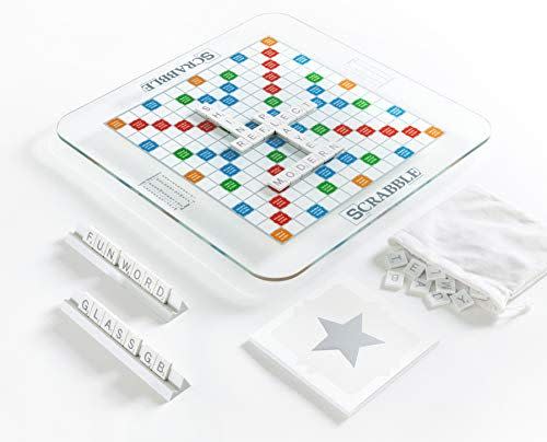 8) Scrabble Glass Edition with Rotating Game Board