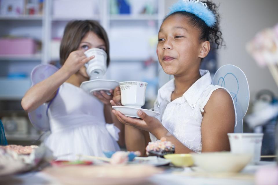 two girls on a tea party fun activities for kids