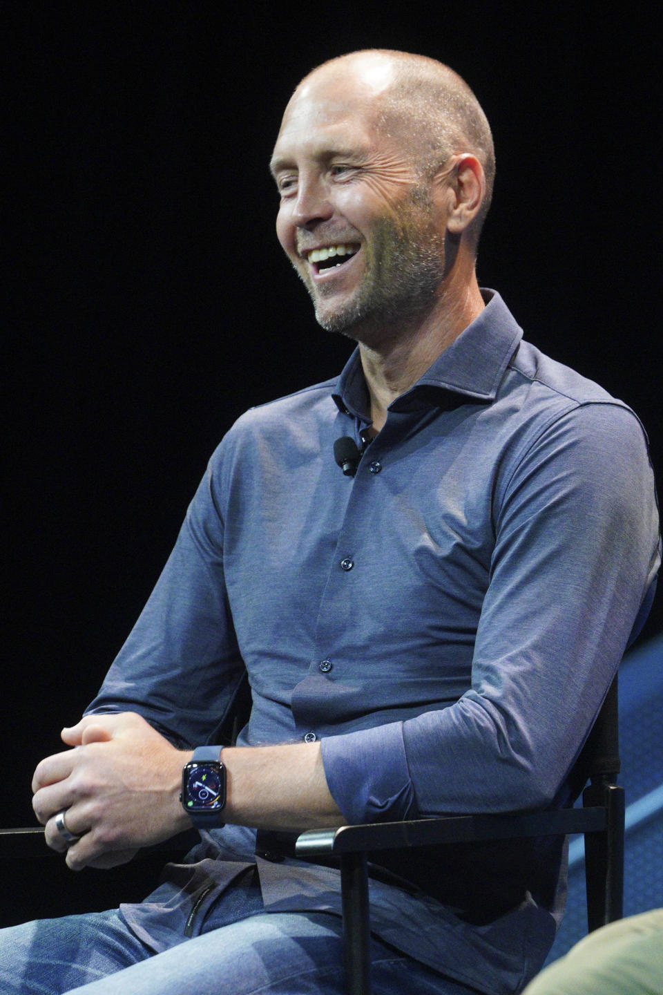 U.S. men's soccer coach Gregg Berhalter speaks during a news conference Wednesday, Aug. 31, 2022, in New York. (AP Photo/Bebeto Matthews)