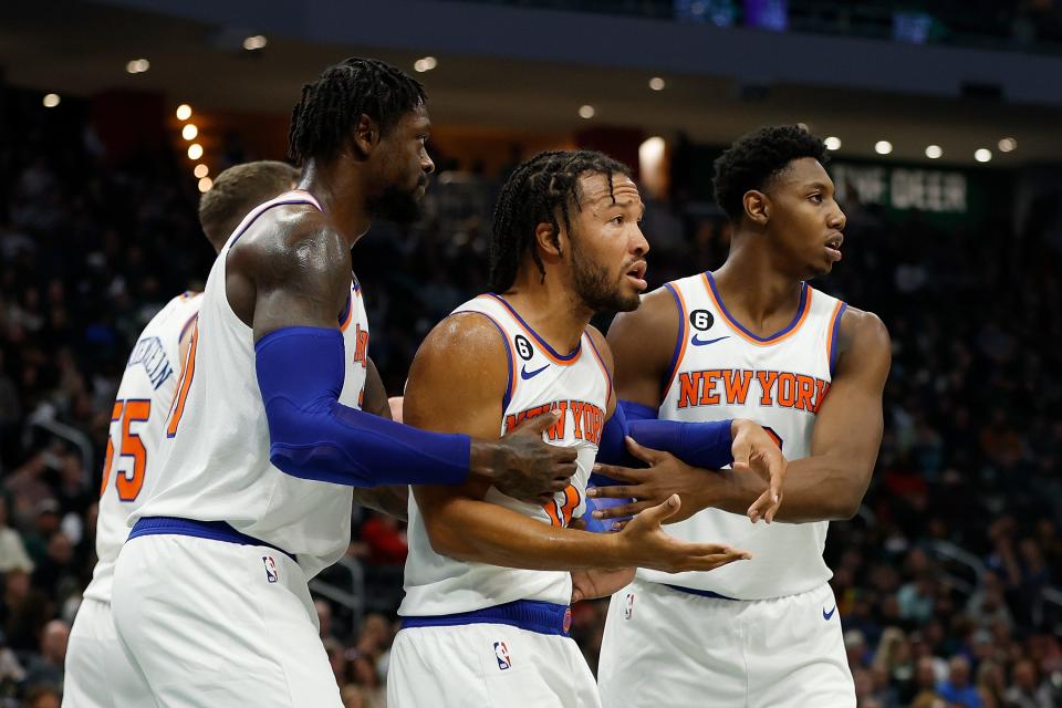 Julius Randle, Jalen Brunson, and RJ Barrett