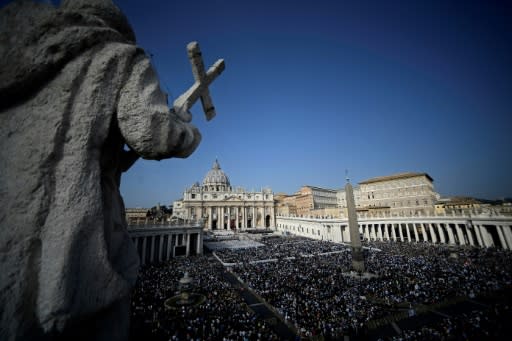 St Peter's Square at the Vatican was packed for the canonization of Archbishop Oscar Romero, Pope Paul VI and five other new saints