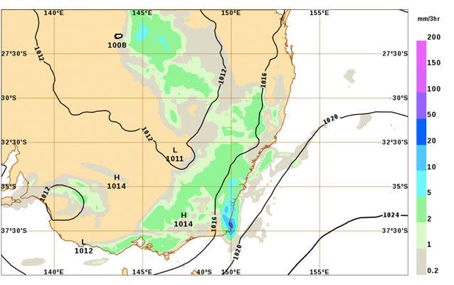 Friday's rainfall across south-east Australia. Source: BOM