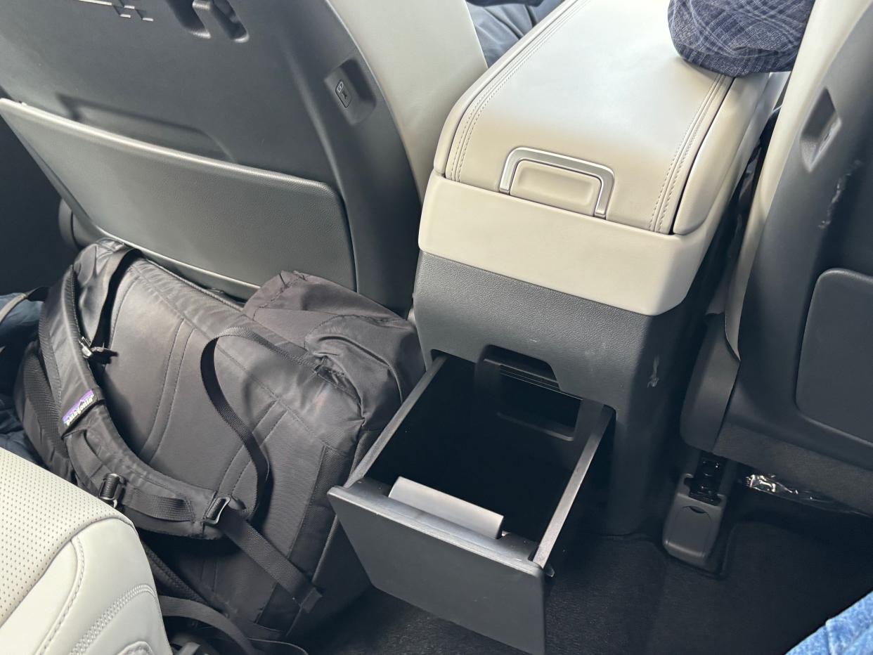 The 2024 Hyundai Santa Fe's center console has a storage compartment accessible to second-row passengers.