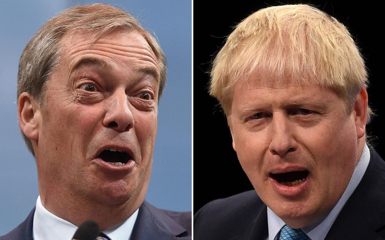 Nigel Farage and Boris Johnson - Oli SCARFF and Ben STANSALL / AFP