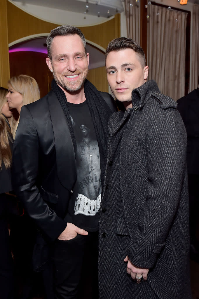 Jeff Leatham and Colton Haynes attend at a Hollywood bash on March 13. (Photo: Stefanie Keenan/Getty Images for Lorraine Schwartz)