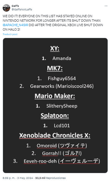 Los 8 locos de Nintendo superaron el récord de los 17 Nobles de Xbox (imagen vía Twitter, X)