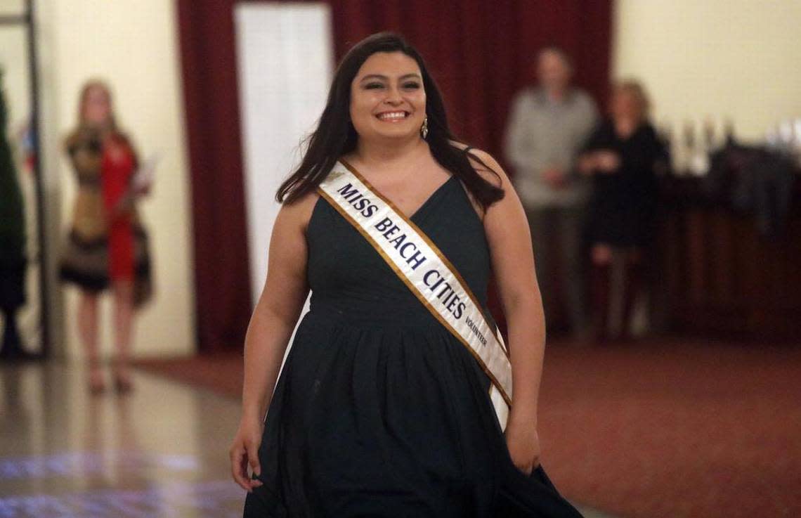 Miss Beach Cities Jocelyn García is introduced duirng the Jan. 13, 2023 Miss California Volunteer red carpet ceremony at the Bankers Ballroom in downtown Fresno.