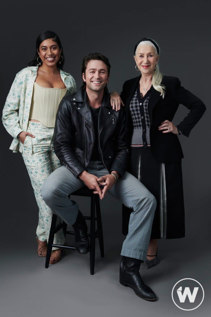 Aminah Nieves, Helen Mirren and Brandon Sklenar (Jeff Vespa for TheWrap)