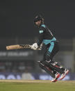 New Zealand's Devon Conway plays a shot during the first Twenty20 cricket match between between India and New Zealand in Ranchi, India, Friday, Jan. 27, 2023. (AP Photo/Bikas Das)