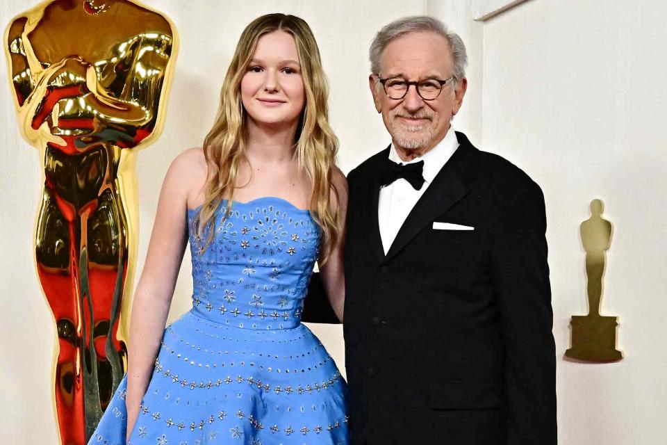 <p>FREDERIC J. BROWN/AFP via Getty </p> Steven Spielberg and granddaughter Eve