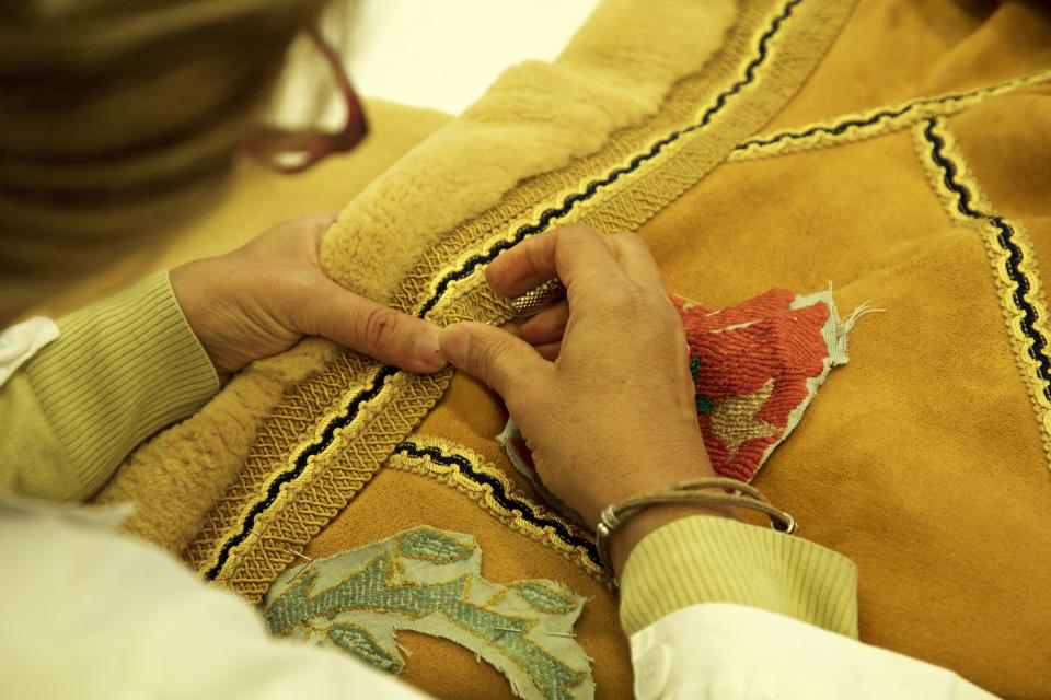 An artisan at work at the Tivioli atelier in Turin.