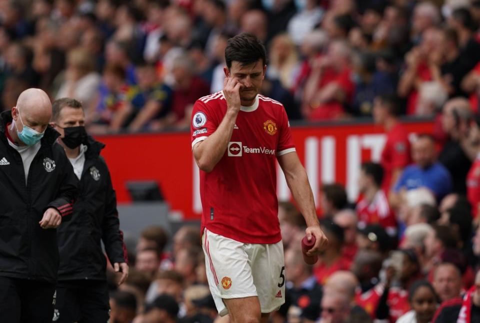 Harry Maguire was injured against Aston Villa last month (Martin Rickett/PA) (PA Wire)