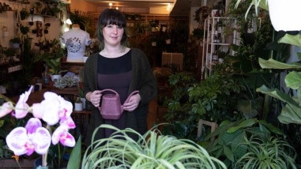 Plant & Curio owner Leslie MacDonald says she has to get her orders in early to get the plants she needs for her customers. (Jean Delisle/CBC - image credit)