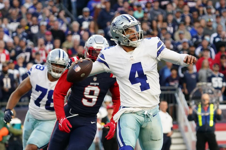 Dak Prescott threw for 445 yards and 3 TDs in the Cowboys' OT win against the Patriots.