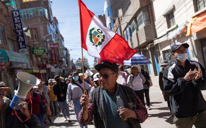 Protesters have taken to the streets and blocked roads across Peru - Lucas Aguayo Araos/Anadolu Agency via Getty Images