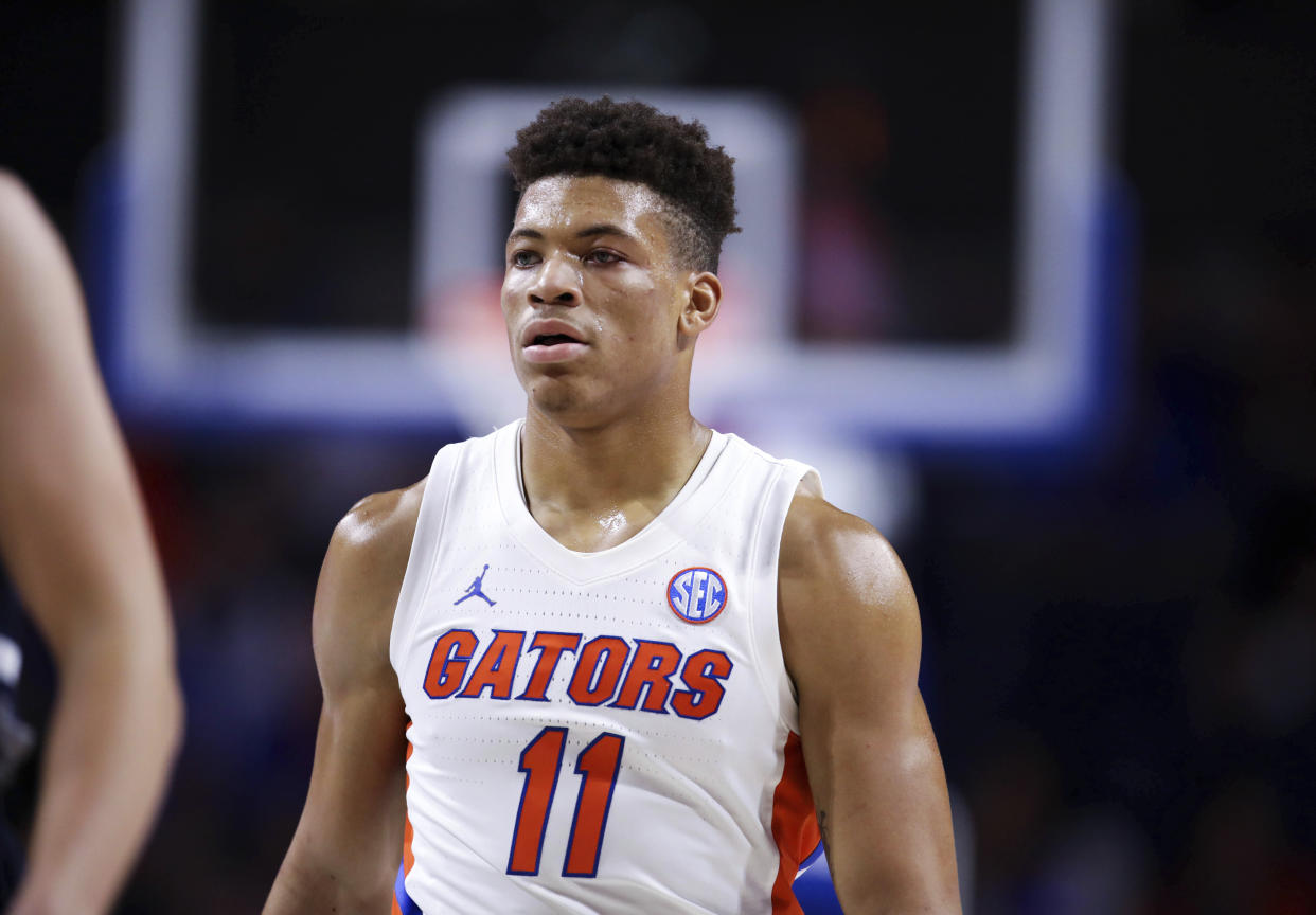 Florida forward Keyontae Johnson (11) against North Florida during the second half of an NCAA college basketball game Tuesday, Nov. 5, 2019, in Gainesville, Fla. (AP Photo/Matt Stamey)