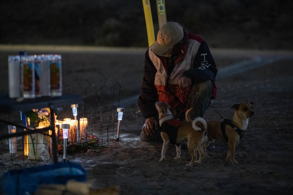 Dozens attend a vigil for Marcial "Mousie" Cruz on Thursday, Feb. 10, 2022. Cruz was 34 and experiencing homelessness when he died in Las Cruces.