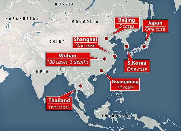 武漢肺炎確認病例後，陸續在東北亞和東南等地傳出案例。（圖／翻攝自Daily Mail）