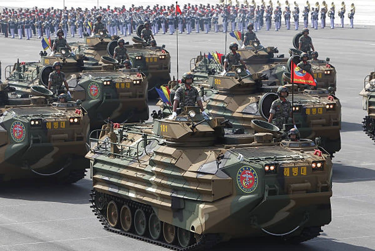 South Korean Marine's armour vehicles parade during the 65th South Korea Armed Forces Day ceremony at Seongnam Military Airbase in 2013 (Getty Images)