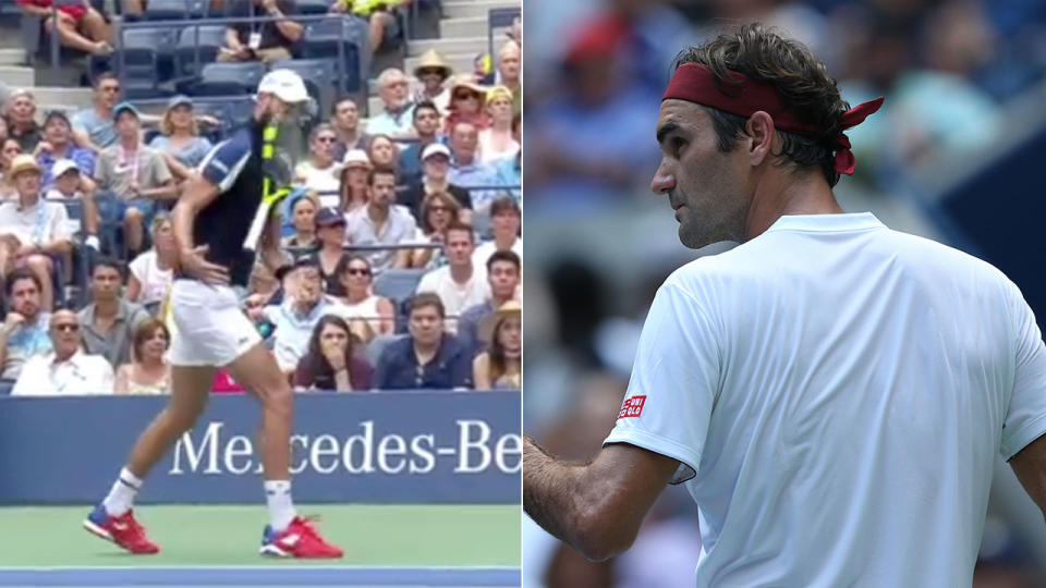 Paire’s frustrations got the better of him against Federer. Pic: ESPN/Getty